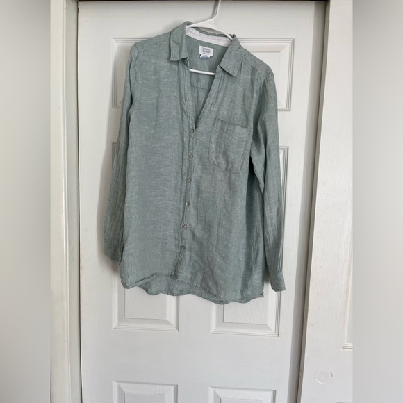 Sigrid Olsen Linen Button Down Top Size Medium Light Blue - Picture 4 of 14